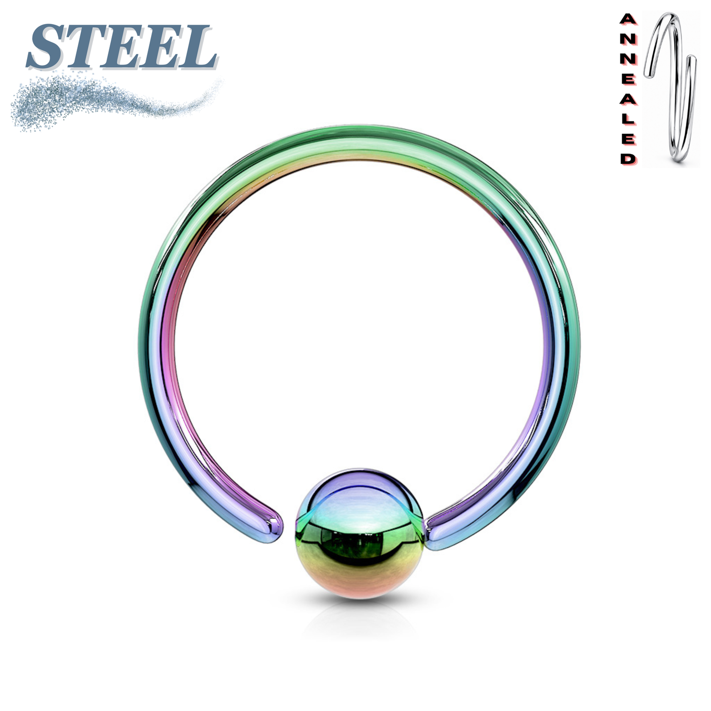 Surgical Steel Annealed CBR Fixed Bead - Coloured