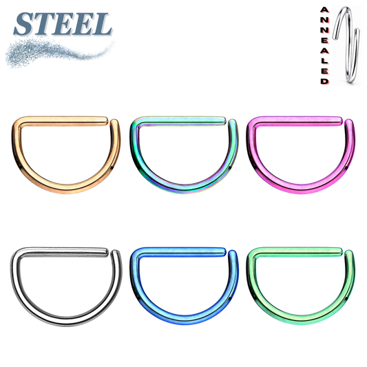 Surgical Steel Annealed Colored D Ring