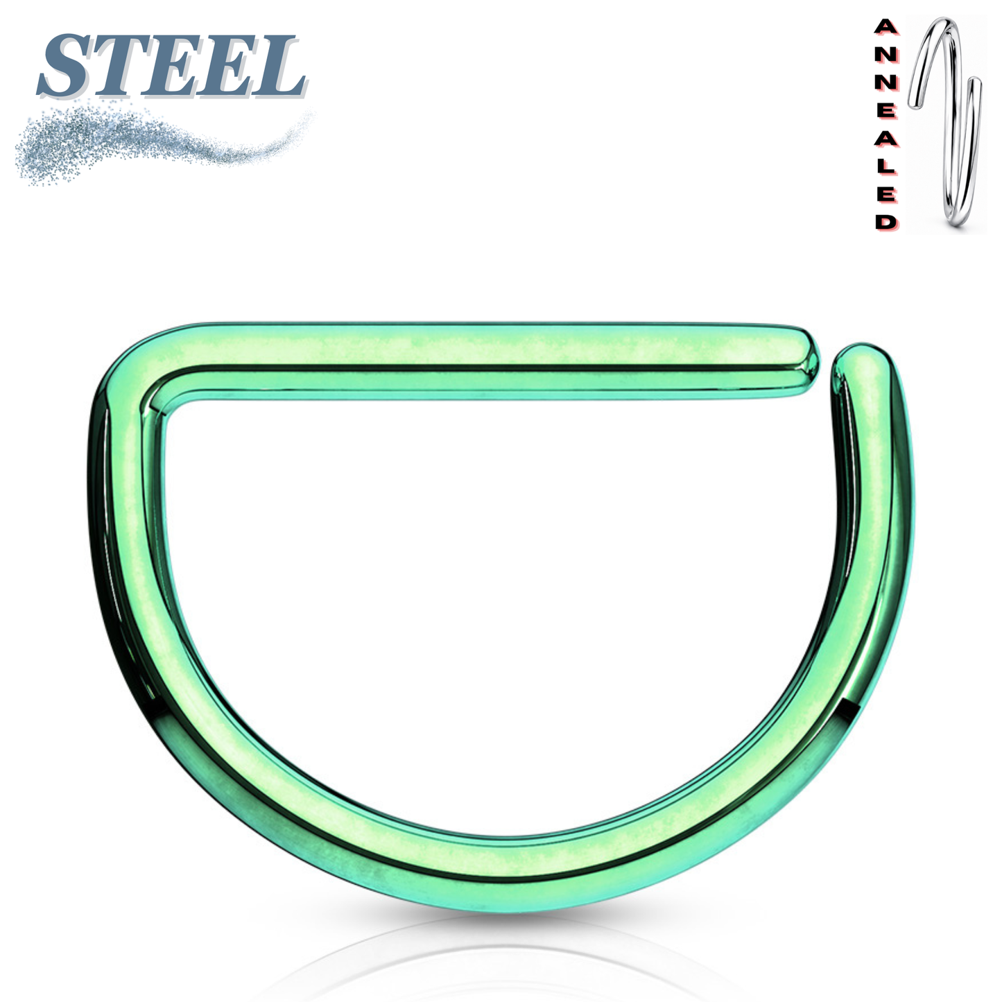 Surgical Steel Annealed Colored D Ring