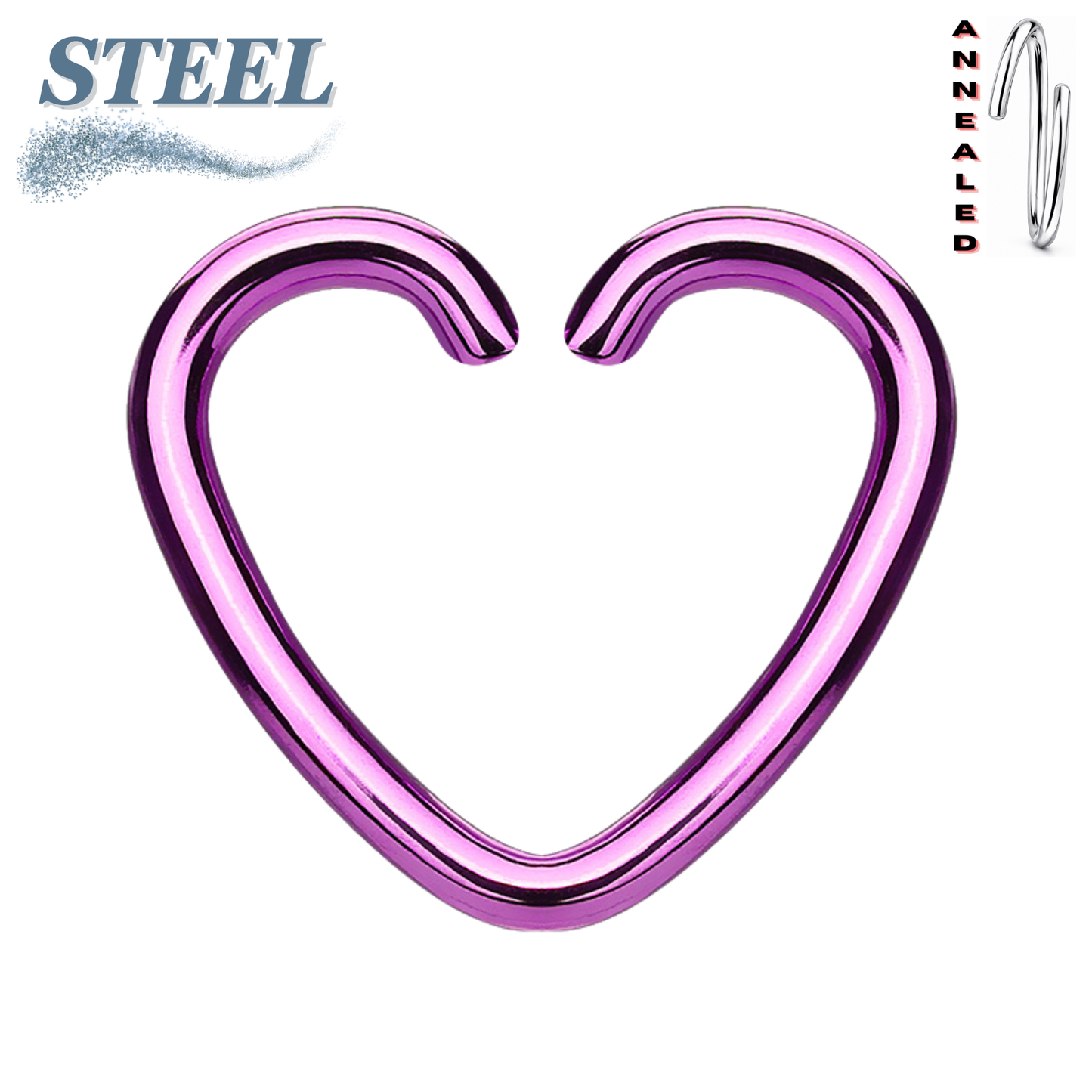 Surgical Steel Annealed Heart Rings (CLEARANCE)