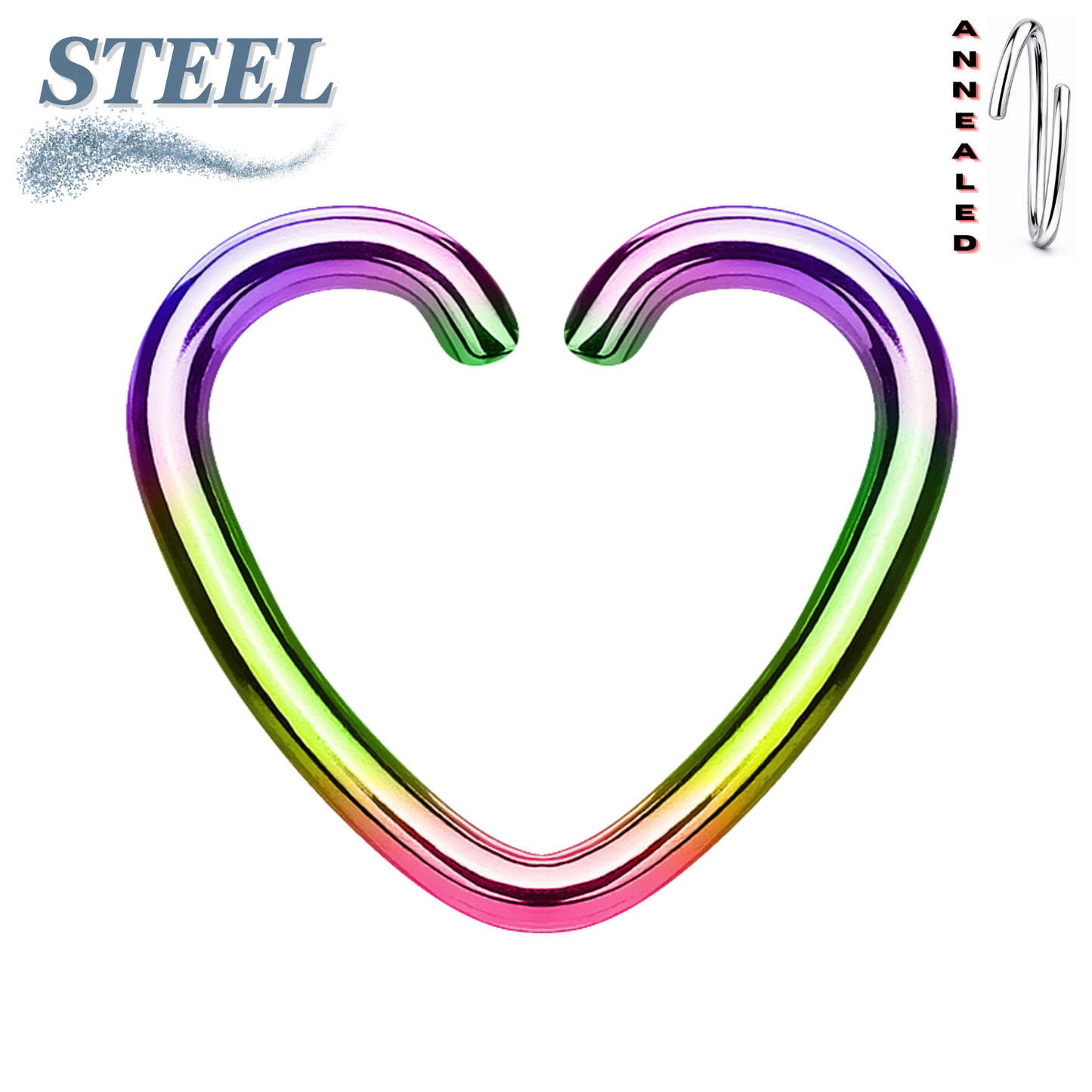 Surgical Steel Annealed Heart Rings (CLEARANCE)