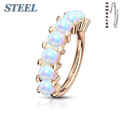Surgical Steel Annealed 7 Opal Lined 8mm Ring (CLEARANCE)