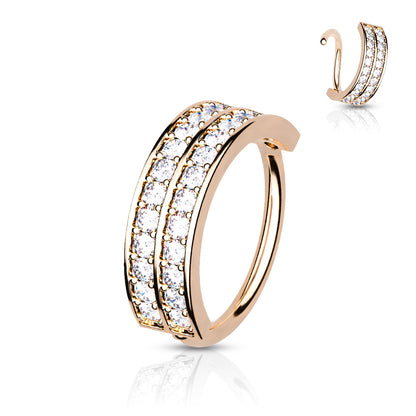 Surgical Steel Annealed CZ Double Lined Half Circle 8mm Rings (CLEARANCE)