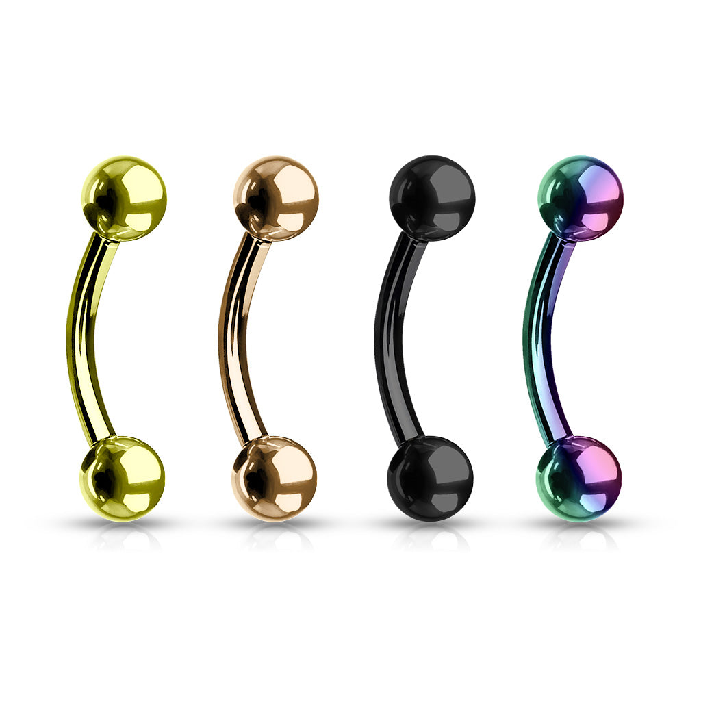 Surgical Steel Externally Threaded Curved Barbells - Coloured