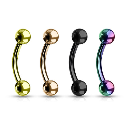 Surgical Steel Externally Threaded Curved Barbells - Coloured