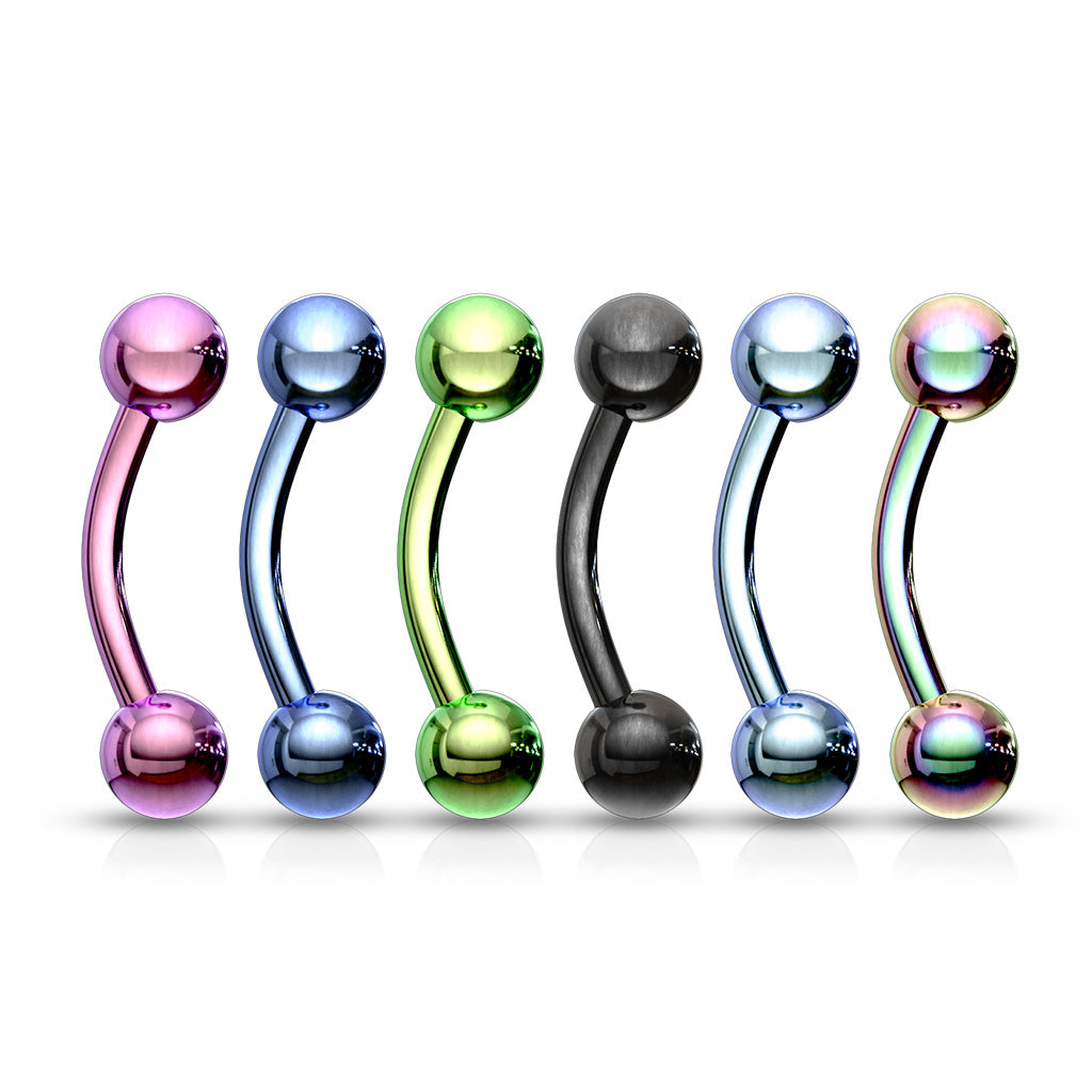 Surgical Steel Externally Threaded Curved Barbells - Coloured