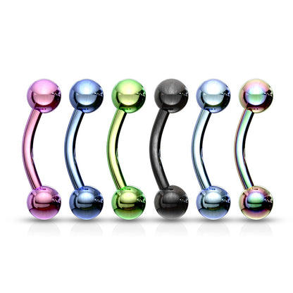 Surgical Steel Externally Threaded Curved Barbells - Coloured