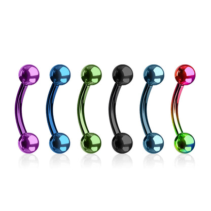 Surgical Steel Externally Threaded Curved Barbells - Coloured