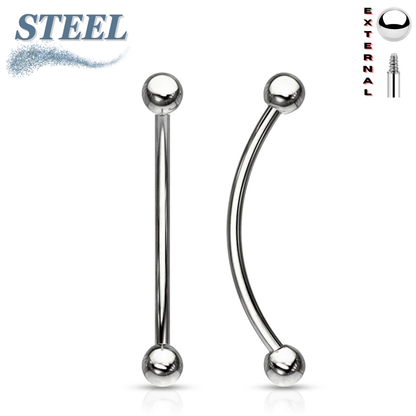 Surgical Steel Externally Threaded Curved Barbells (PVD Plated)