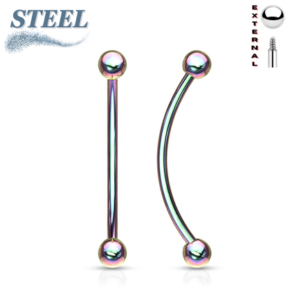 Surgical Steel Externally Threaded Curved Barbells (PVD Plated)