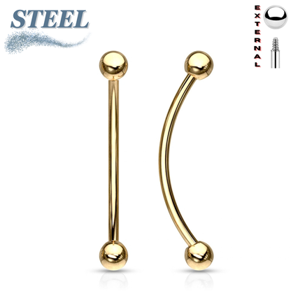 Surgical Steel Externally Threaded Curved Barbells (PVD Plated)
