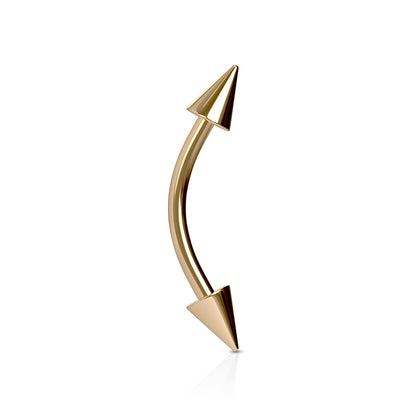 Surgical Steel Externally Threaded Curved Barbells with Spike Ends