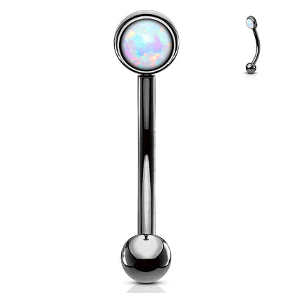 Flat Set Externally Threaded Opal Curved Barbell in Surgical Steel