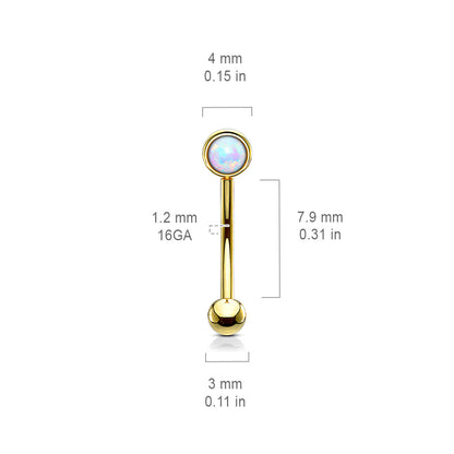 Flat Set Externally Threaded Opal Curved Barbell in Surgical Steel