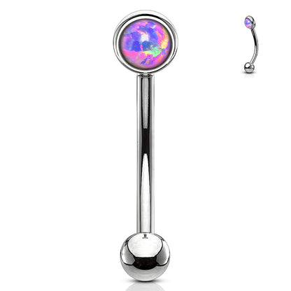 Flat Set Externally Threaded Opal Curved Barbell in Surgical Steel