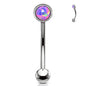 Flat Set Externally Threaded Opal Curved Barbell in Surgical Steel