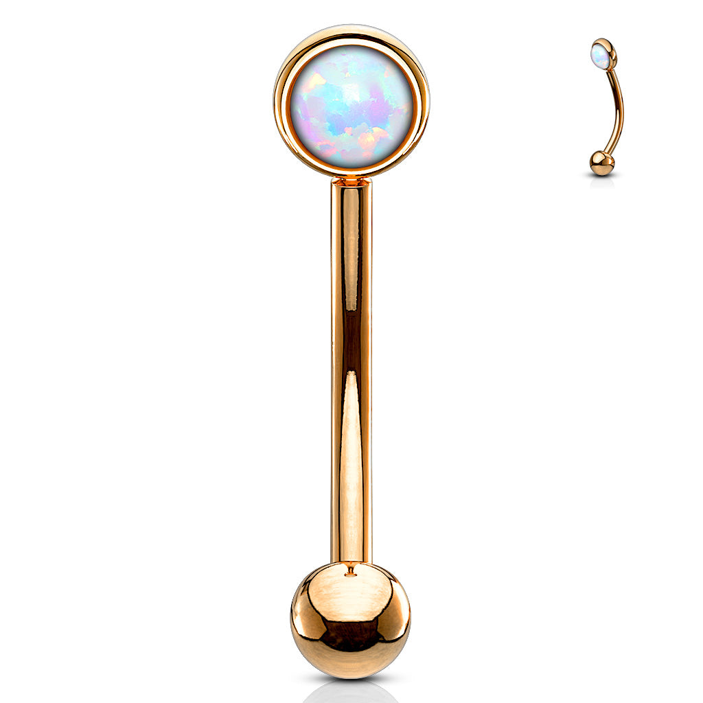 Flat Set Externally Threaded Opal Curved Barbell in Surgical Steel
