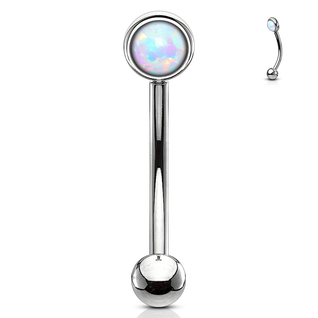 Flat Set Externally Threaded Opal Curved Barbell in Surgical Steel