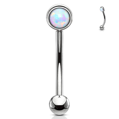 Flat Set Externally Threaded Opal Curved Barbell in Surgical Steel
