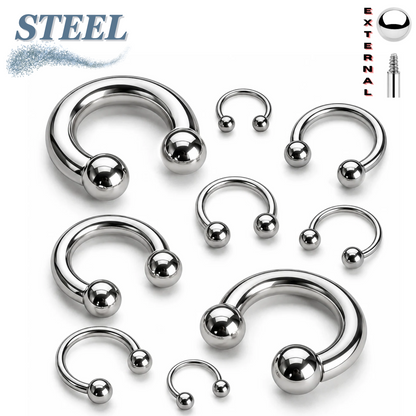 Surgical Steel Externally Threaded Horseshoe - Silver