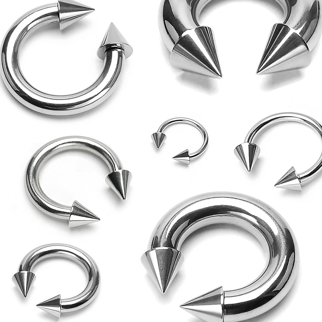Surgical Steel Externally Threaded Horseshoe w/Spike Ends