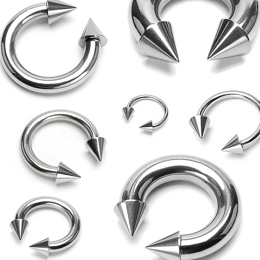 Surgical Steel Horseshoe with Spike Ends External Thread