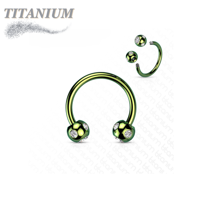 Surgical Steel Externally Threaded Horseshoe w/ 5-Gem Paved Crystal Balls