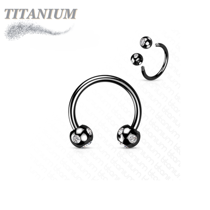 Surgical Steel Externally Threaded Horseshoe w/ 5-Gem Paved Crystal Balls