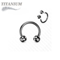 Surgical Steel Externally Threaded Horseshoe w/ 5-Gem Paved Crystal Balls