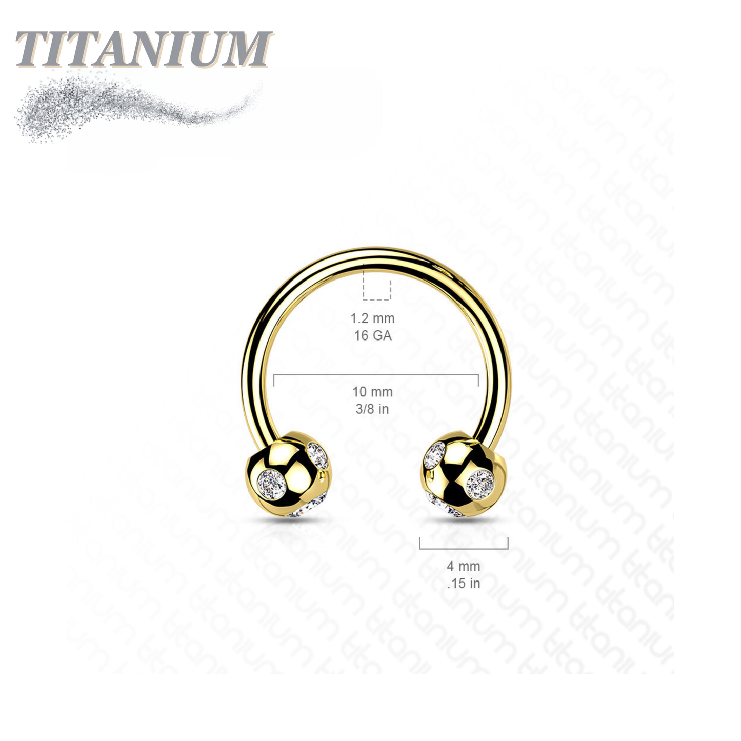 Surgical Steel Externally Threaded Horseshoe w/ 5-Gem Paved Crystal Balls
