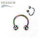 Surgical Steel Externally Threaded Horseshoe w/ 5-Gem Paved Crystal Balls