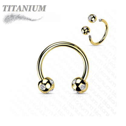 Surgical Steel Externally Threaded Horseshoe w/ 5-Gem Paved Crystal Balls