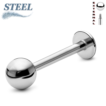 Surgical Steel Externally Threaded Labret w/ Solid Ball