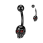 Surgical Steel Externally Threaded Belly Banana Skull w/ Gem Eyes