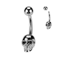 Surgical Steel Externally Threaded Belly Banana Skull w/ Gem Eyes