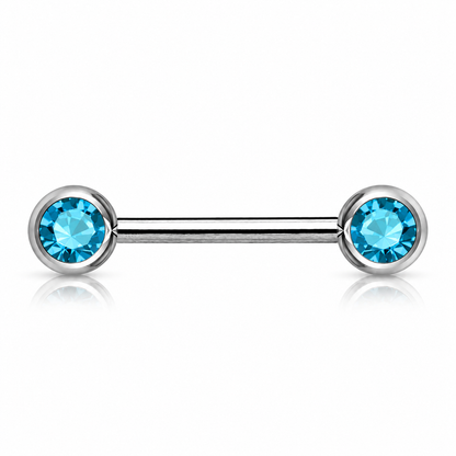 Surgical Steel Externally Threaded Nipple Barbell with Front Facing CZ
