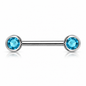 Surgical Steel Externally Threaded Nipple Barbell with Front Facing CZ