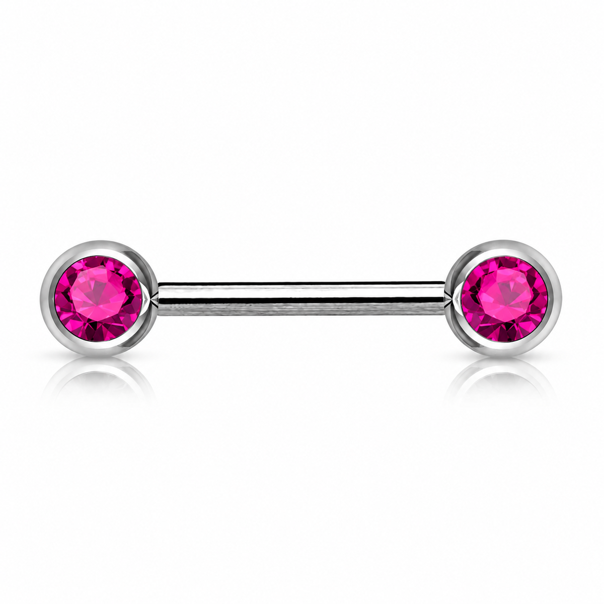 Surgical Steel Externally Threaded Nipple Barbell with Front Facing CZ