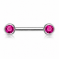 Surgical Steel Externally Threaded Nipple Barbell with Front Facing CZ