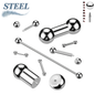 Surgical Steel Externally Threaded Straight Barbell - Silver