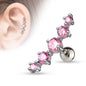 Surgical Steel Externally Threaded 5 Curve Cartilage Barbell Stud