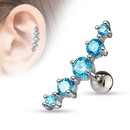 Surgical Steel Externally Threaded 5 Curve Cartilage Barbell Stud