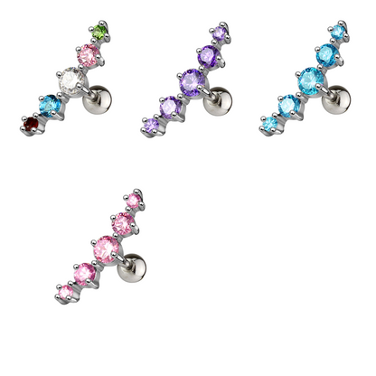 Surgical Steel Externally Threaded 5 Curve Cartilage Barbell Stud
