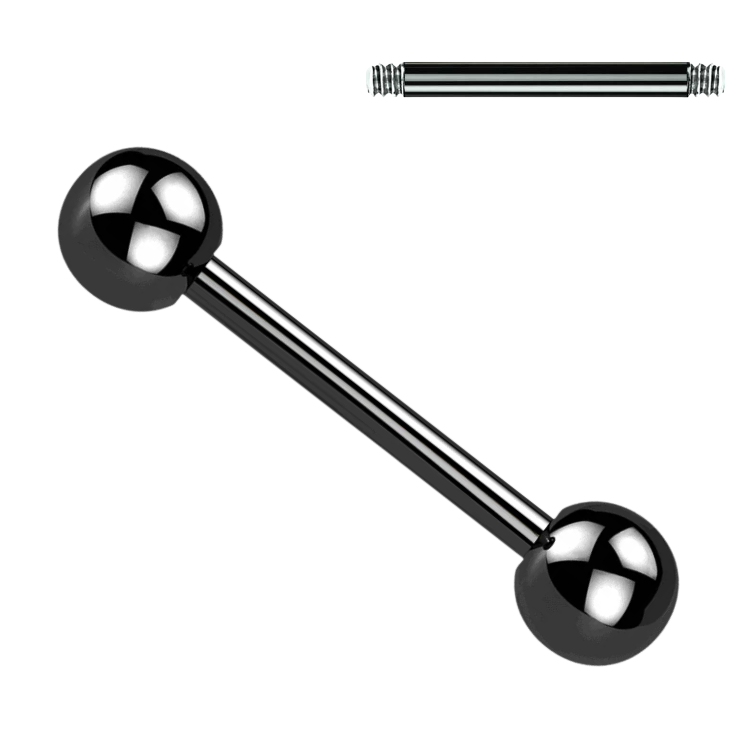 Surgical Steel Externally Threaded with Black Titanium Ion Plating Industrial Barbell