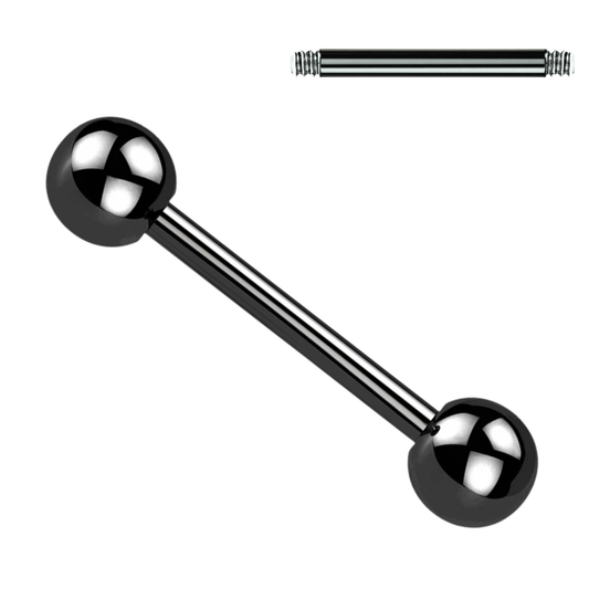 Surgical Steel Externally Threaded with Black Titanium Ion Plating Industrial Barbell