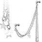 Surgical Steel Externally Threaded Gemmed Cartilage Barbell with Multi Chain with Stars