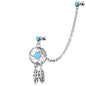 Surgical Steel Externally Threaded Gemmed Dreamcatcher Cartilage Barbell Stud with Chain