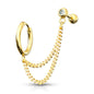 Surgical Steel Externally Threaded Double Chain Cartilage Barbell to Hoop Stud