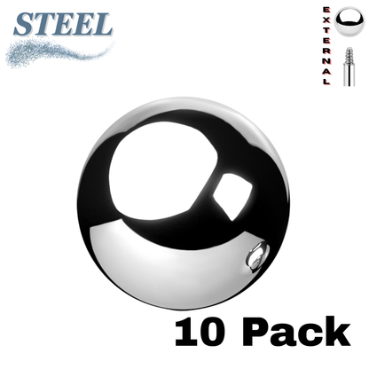 Surgical Steel Externally Threaded Solid Ball (Top Only) - 10 Pack