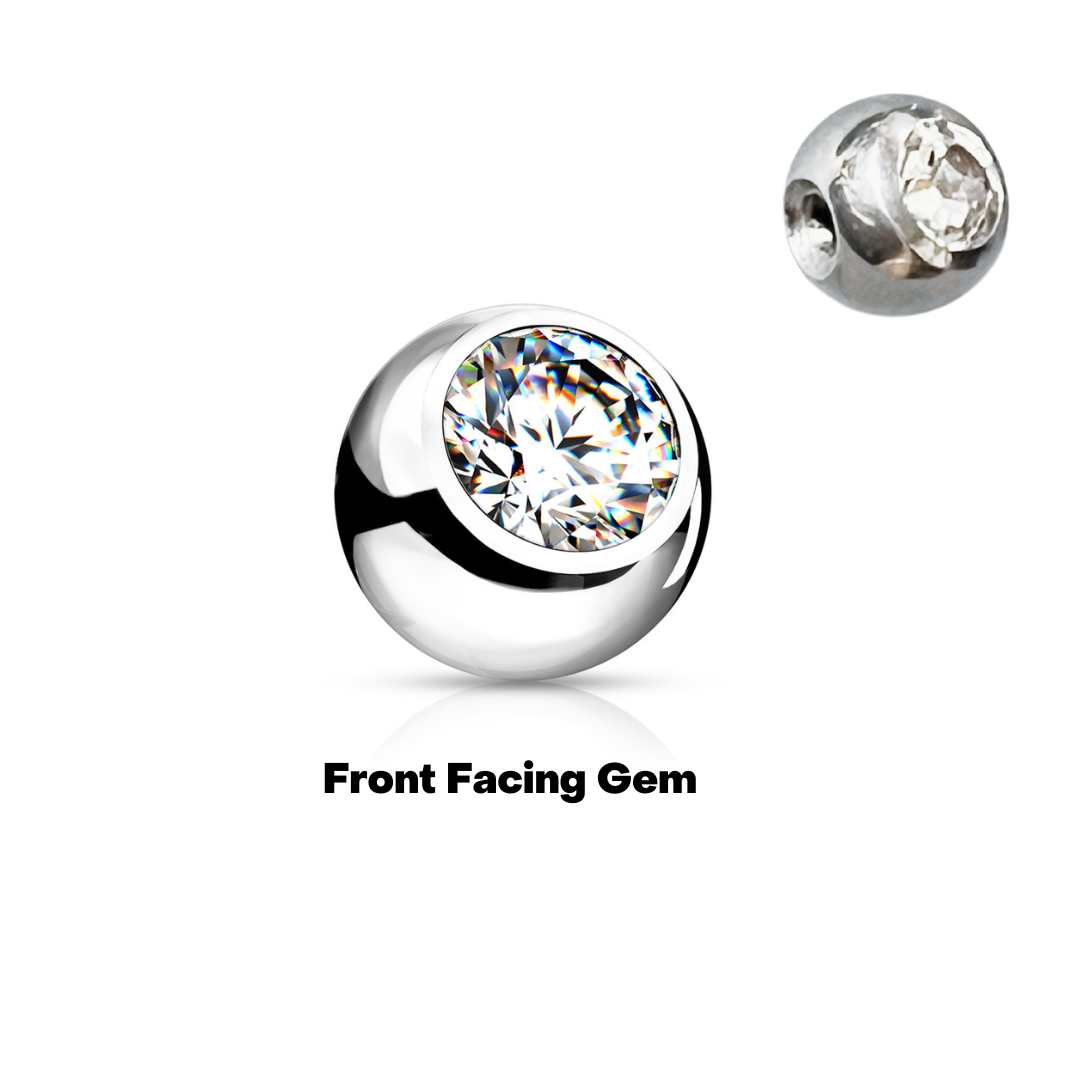 Surgical Steel Externally Threaded Front Facing Bezel Ball (Top Only